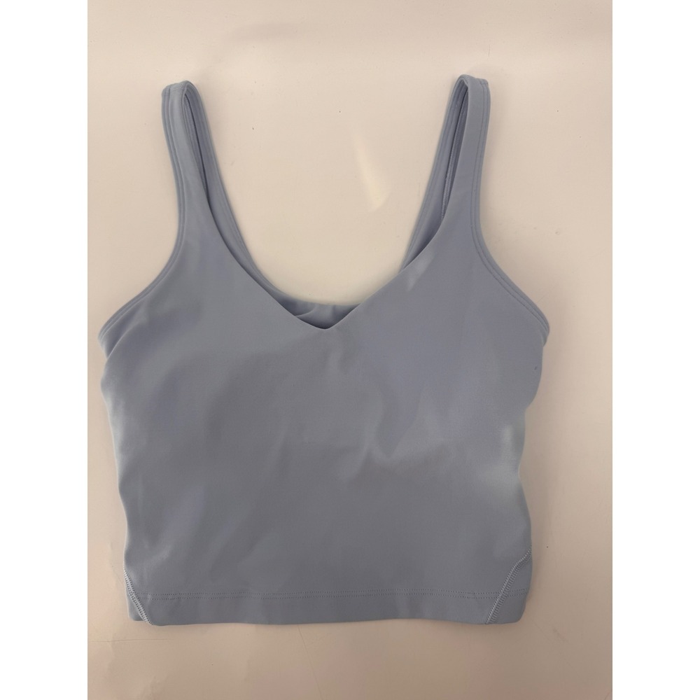 Lululemon Align Tank Top Women Est. Sz 4 Blue V-Neck Cropped Nulu